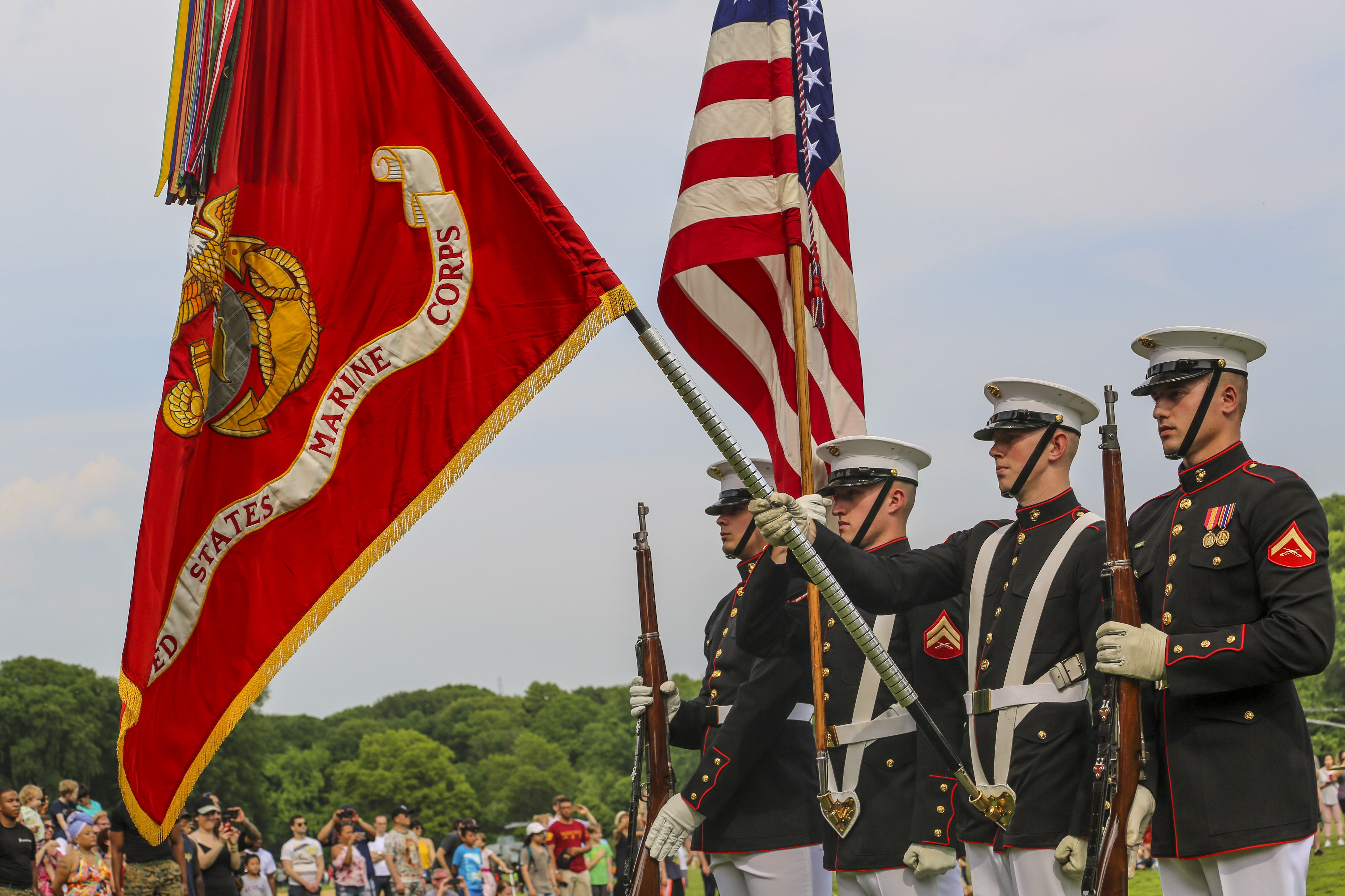The Battle Color Detachment performs at Prospect Park