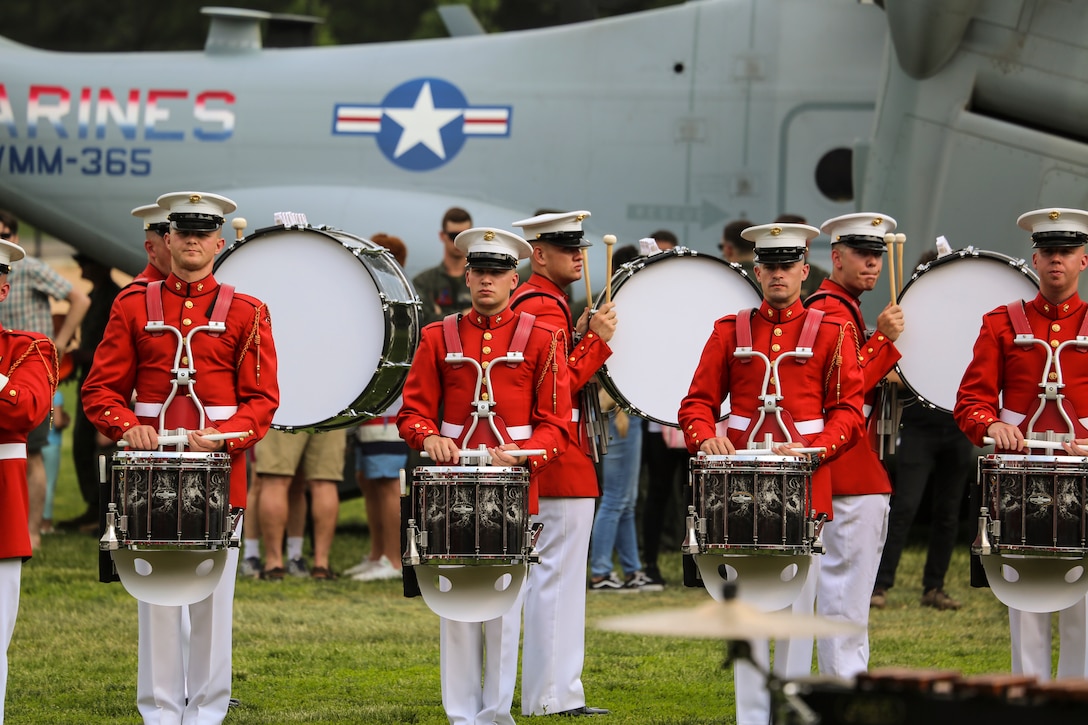 The U.S. Marine Corps Color Guard presents the National Ensign during the playing of the National Anthem during their performance as a part of New York Fleet Week at Prospect Park, Brooklyn, NY, May 26, 2018. Fleet Week New York is an opportunity for the American public to meet their Marine Corps, Navy and Coast Guard teams and experience America’s sea services. (Official Marine Corps photo by Cpl. Damon Mclean/Released)