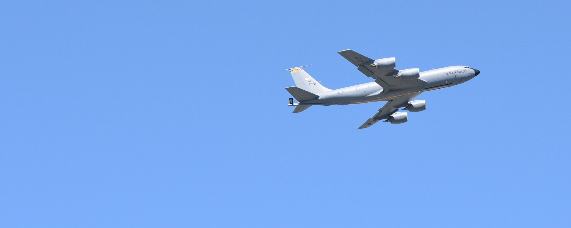 A Team McConnell KC-135 Stratotanker takes off for an in-air refueling flight