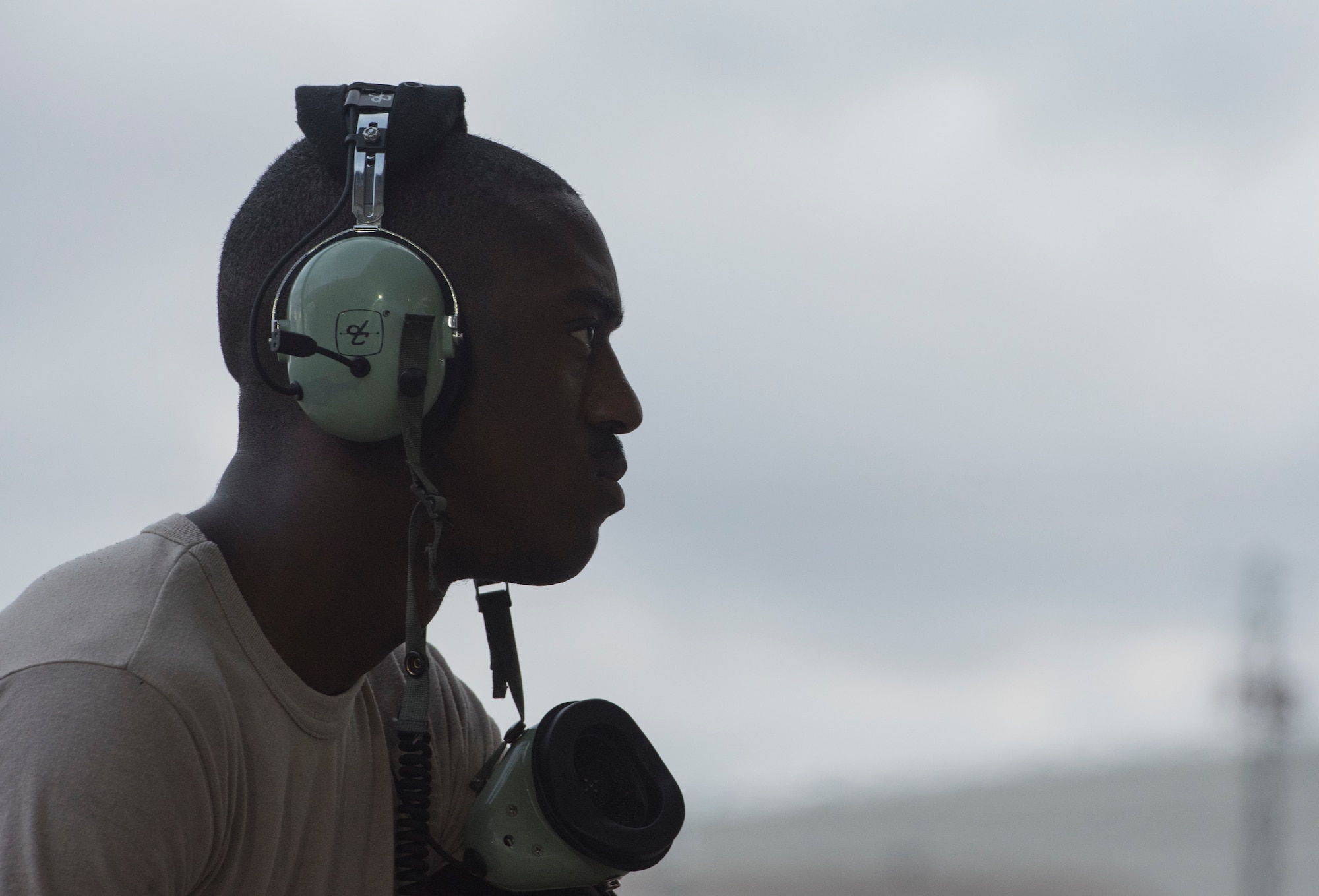 U.S. Air Force Airman 1st Class Demarka Smith, 33rd Aircraft Maintenance Squadron crew chief, watches as the engines of an F-35A Lightning II are turned on May 30, 2018, at Eglin Air Force Base, Fla. The 33 FW conducted F-35A night flying operations May 29-31, 2018, satisfying a training requirement for student pilots who will routinely fly day and night operations upon entering the combat Air Force. During this iteration of the pilot training syllabus, the night flying portion was stretched later into evening hours than in the past, allowing for more qualifications to be checked off across fewer days. (U.S. Air Force photo by Staff Sgt. Peter Thompson)