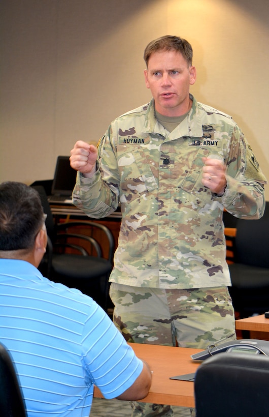 Honolulu District Commander Lt. Col. James D. Hoyman answers questions May 23, 2018 during the Defense Environmental Restoration Program for Formerly Used Defense Sites (DERP-FUDS) Forum held with organizations and community officials throughout Hawaii. Honolulu District’s area of responsibility under DERP-FUDS covers the State of Hawaii, American Samoa, Guam, the Commonwealth of the Northern Mariana Islands (CNMI), and U.S. Pacific island possessions. For nearly three years the Corps has been conducting an initiative to educate property owners about the history of their properties and what actions they can take to reduce any potential risks. USACE executes the FUDS Program on behalf of the U.S. Army and Department of Defense. The U.S. Army and DOD are dedicated to protecting human health and the environment by investigating and, if required, cleaning up potential contamination or munitions that may remain on these properties from past DOD activities.