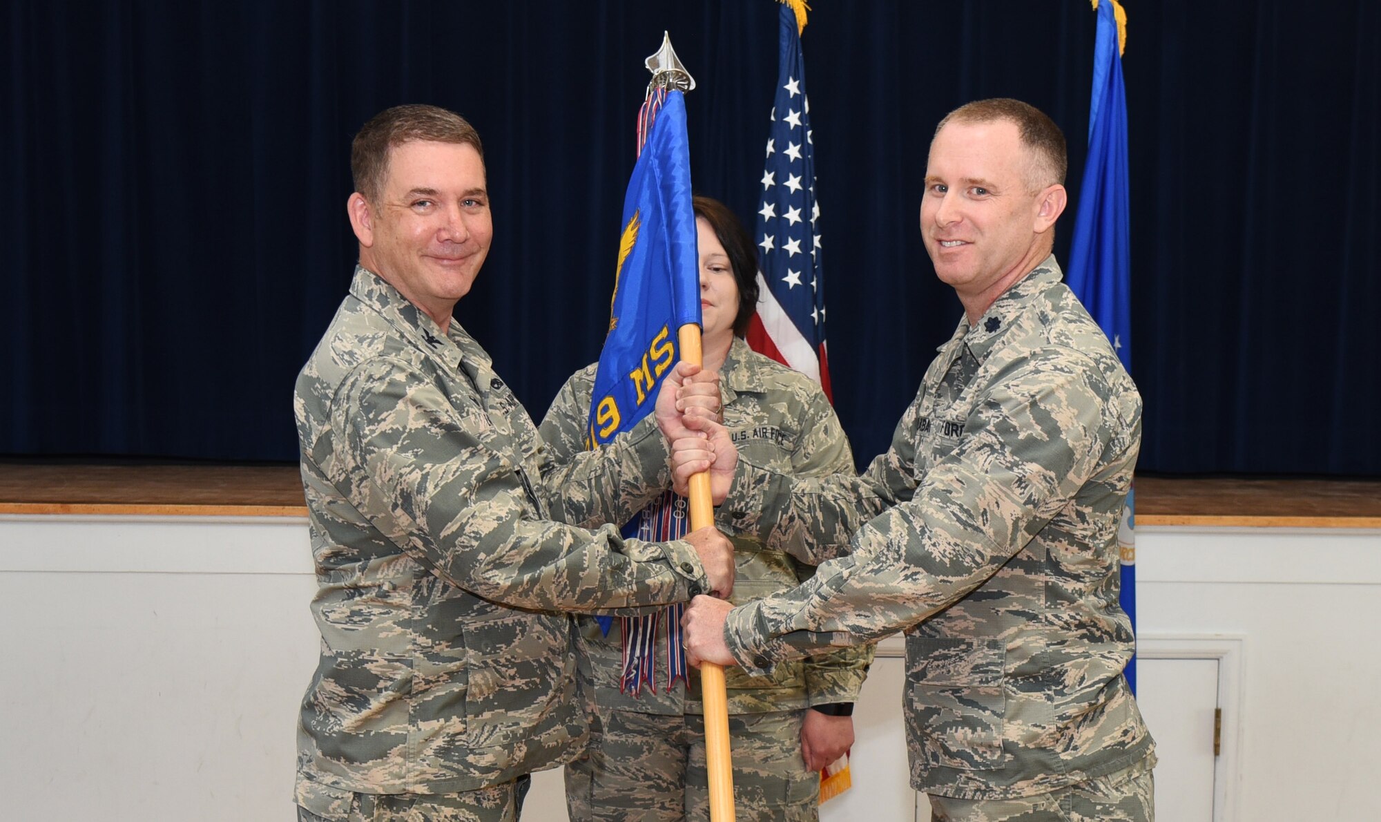 Lt. Col. James Schlabach took command of the 319th Missile Squadron during a change of command ceremony here, May 31, 2018.