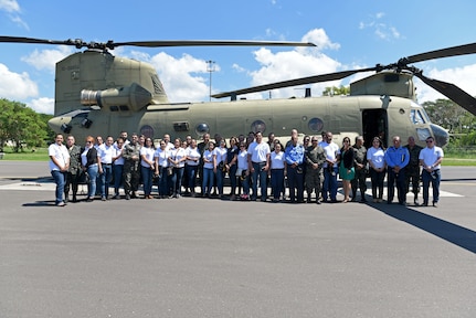 National Defense College students stand for a photo after their aircraft tours at Soto Cano Air Base (SCAB), Honduras, Oct. 25, 2018.