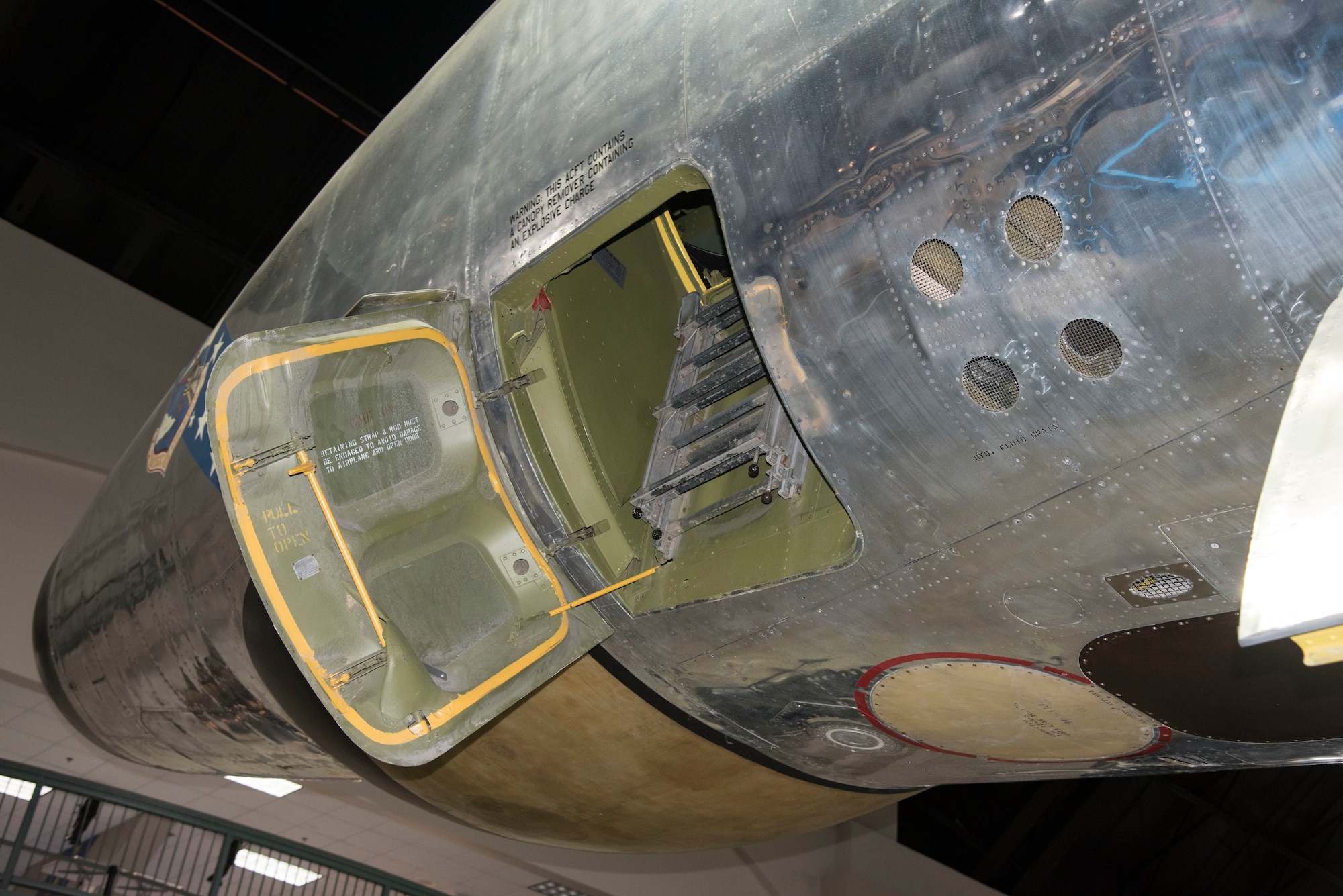 DAYTON, Ohio -- Boeing RB-47H Stratojet crew door opening at the National Museum of the United States Air Force. (U.S. Air Force photo by Ken LaRock)