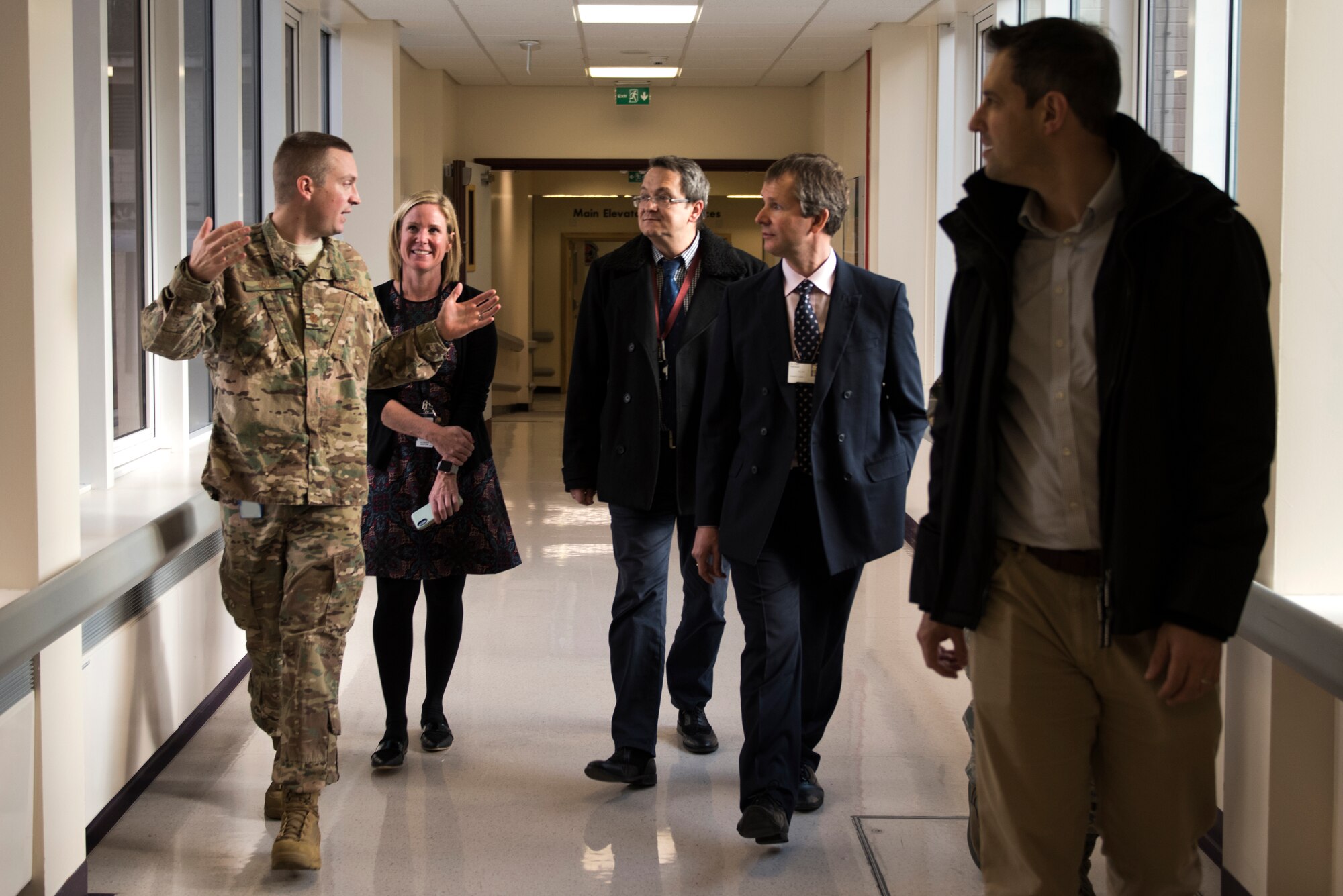 Surgeons from Cambridge University Hospital participate in a tour of the 48th Medical Group hospital at Royal Air Force Lakenheath, England, Oct. 31, 2018. This tour served as another step toward strengthening a longstanding partnership between the United Kingdom’s National Health Service and the 48th MDG. (U.S. Air Force photo/Senior Airman Malcolm Mayfield)