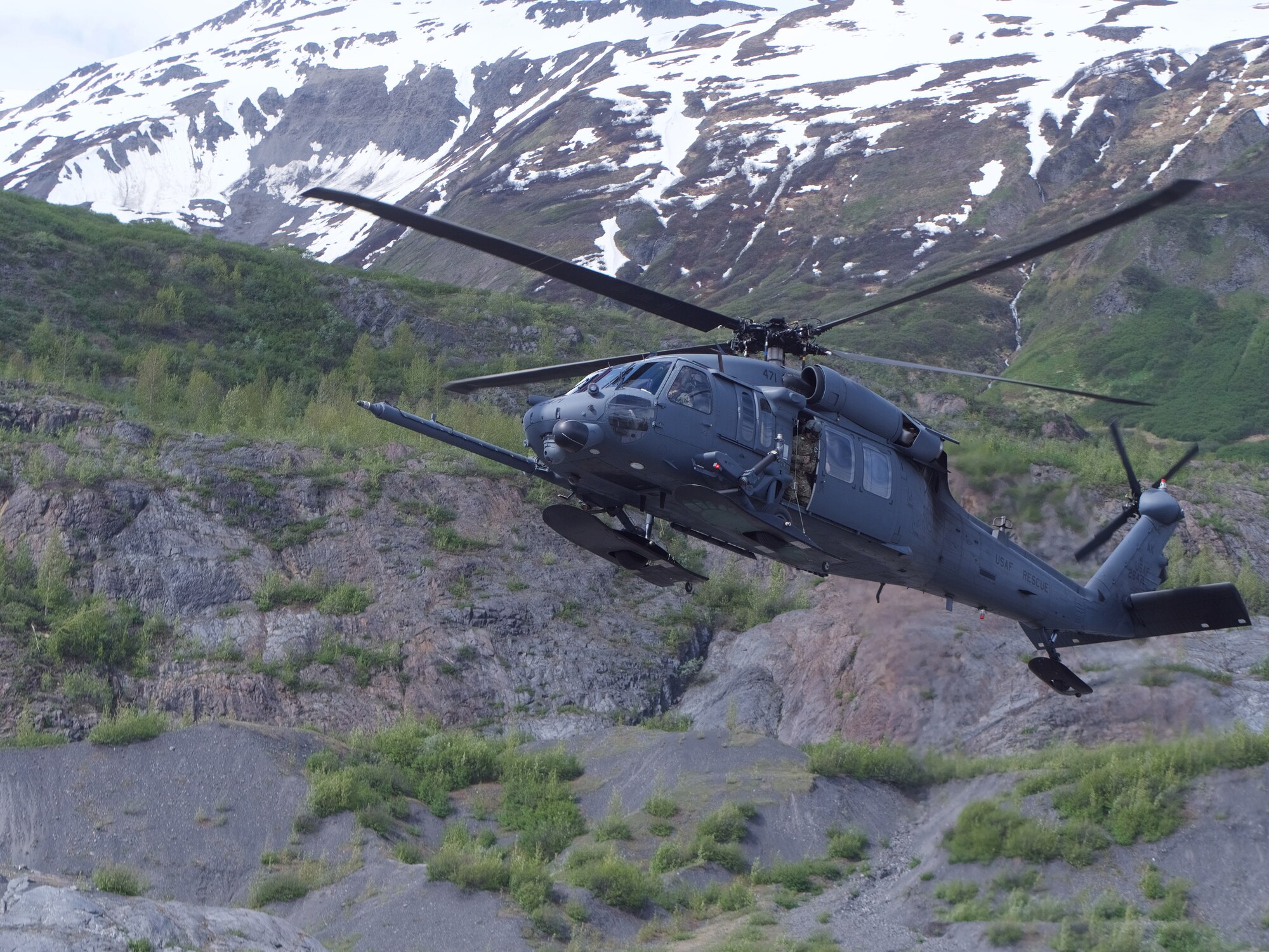 An HH-60G conducts hoist training.