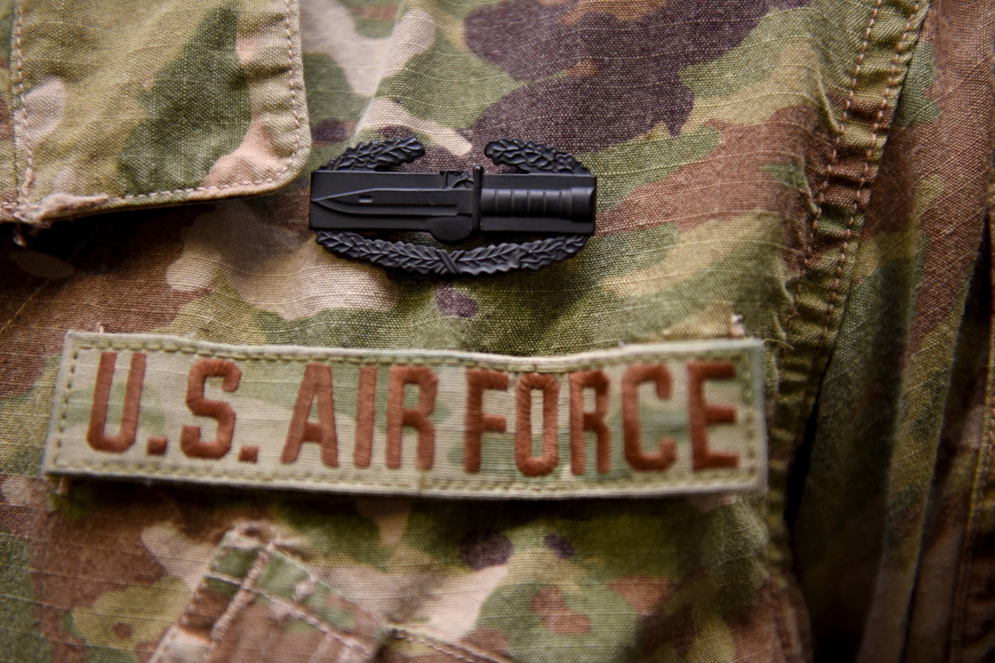 Senior Airman Joshua Harhai, an Engineering Assistant assigned to the 171st Civil Engineer Squadron has been awarded the Army Combat Action Badge during a recent deployment to Bagram, Afghanistan March 18, 2018. (U.S. Air National Guard Photo by Senior Airman Kyle Brooks)