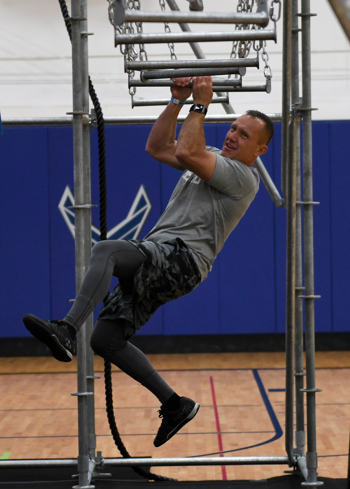 The Alpha Warrior program brings the obstacle-based fitness apparatuses to Air Force bases to host friendly competitions and inspire Airmen fitness.