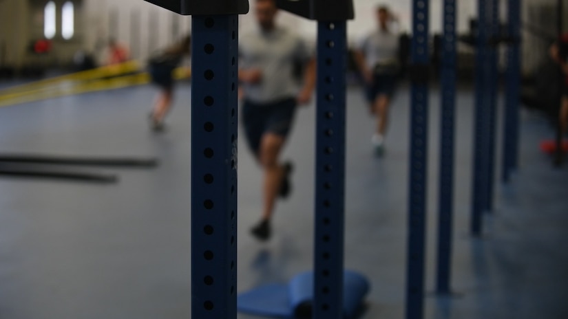 Airmen participate in a physical-training session at the 628th Force Support Squadron Fitness Center Oct. 25, 2018, at Joint Base Charleston, S.C. The PT session was part of the Centralized Fitness Improvement Program, which unifies service members with the common goal of improving their fitness. The program emphasizes the importance of exercise and nutrition and how the two complement each other to create a healthy lifestyle. Although the program is focused on the readiness of Airmen, at this time, anyone within the JB Charleston community can elect to participate in the 12-week class.