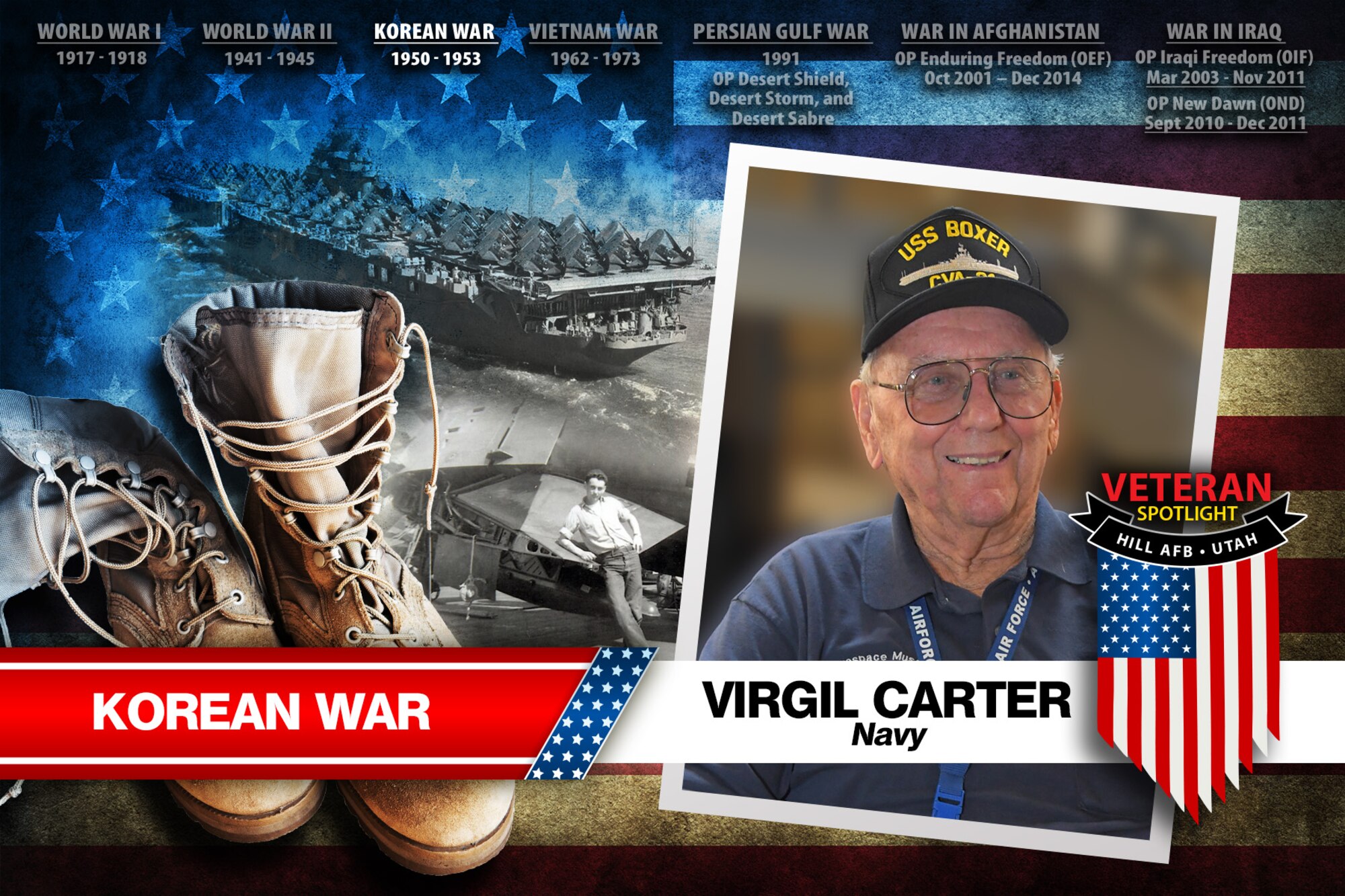 Today's spotlight is U.S. Navy veteran Virgil Carter. (U.S. Air Force illustration by David Perry)