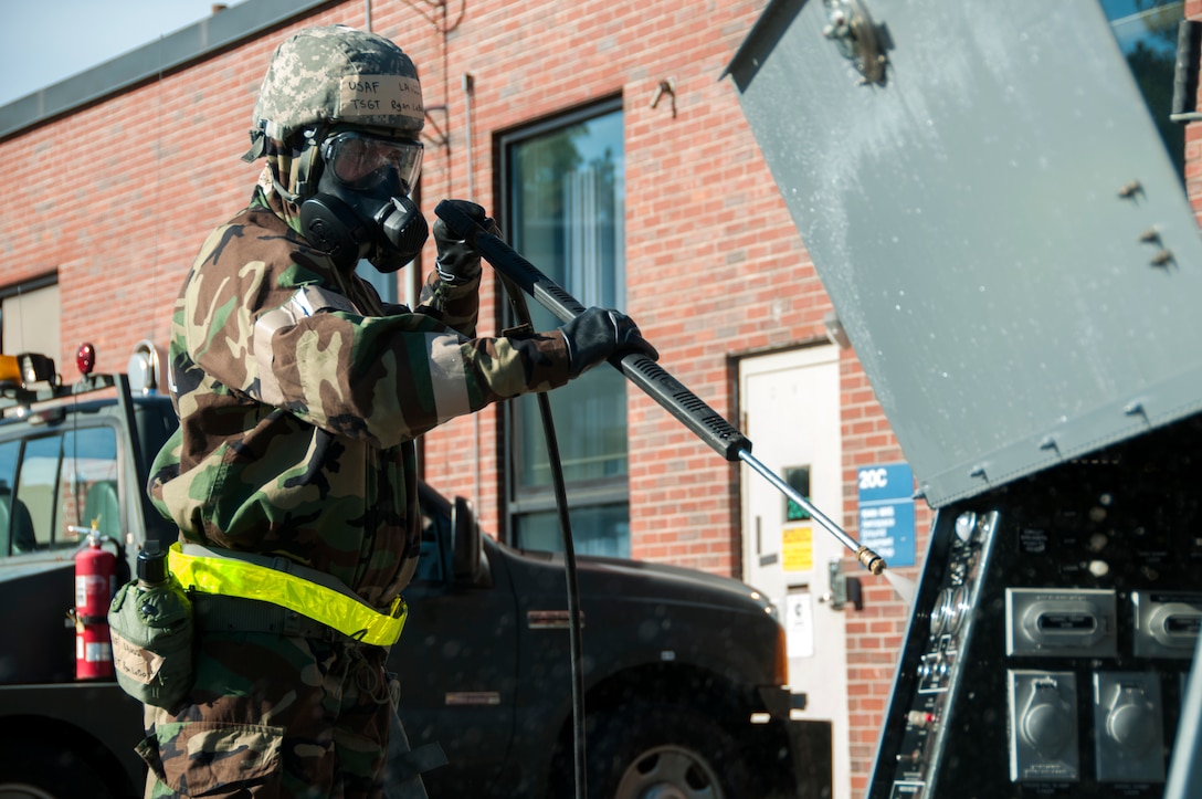 Members of the 104th Fighter Wing participated in a Phase II exercise Nov. 4, 2018, at Barnes Air National Guard Base, Westfield, Massachusetts. The exercise allows Airmen to demonstrate the use of life-saving skills during realistic scenarios that enhance combat readiness