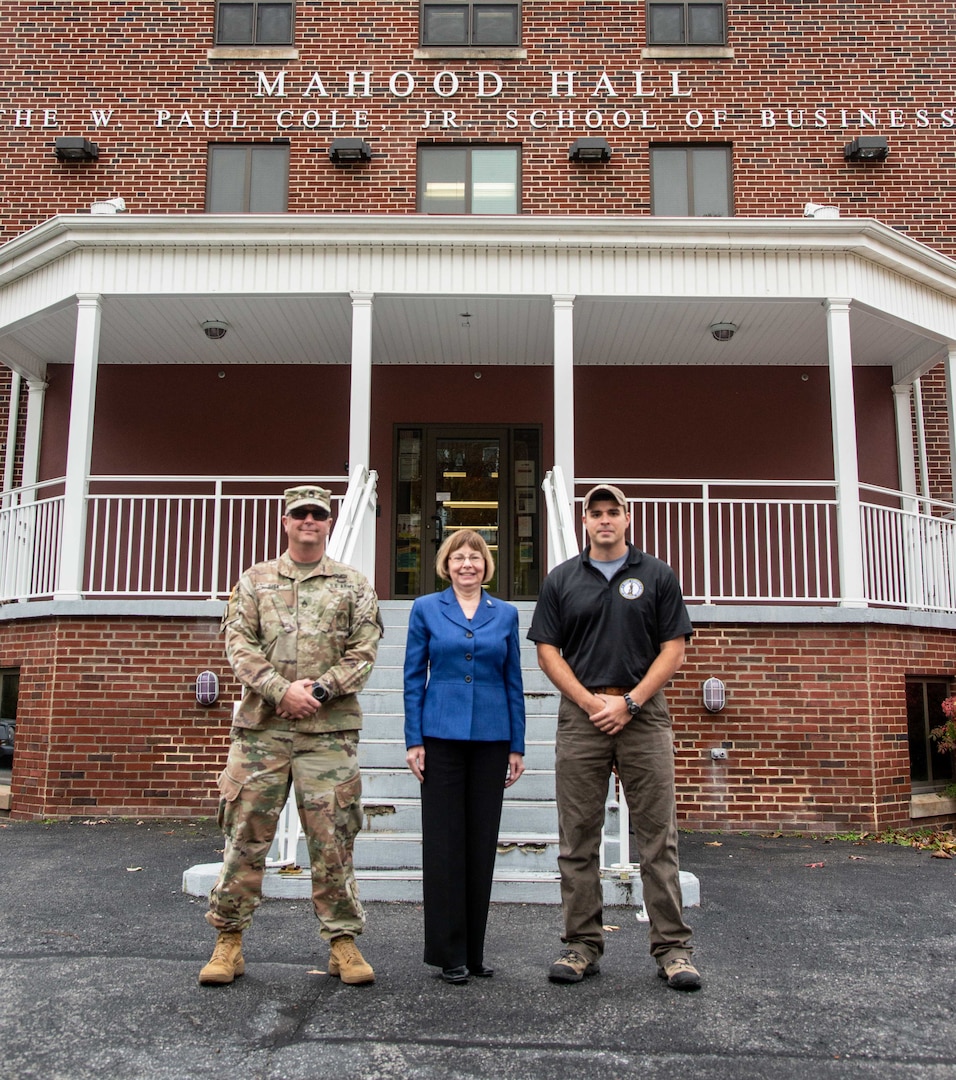 Recruiters with the West Virginia Army National Guard (WVARNG), joined by Bluefield State College President Marsha Krotseng, celebrate the opening of a new recruiting office in the W. Paul Cole, Jr. School of Business/Mahood Hall Nov. 2, 2018 in Bluefield, West Virginia. The recruiting office at Bluefield State marks the newest location for the WVARNG in the southernmost part of the state, the only one of which is at a higher education institution. (U.S. Air National Guard photo by Capt. Holli Nelson)