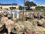 Soldiers assigned to 101st Sustainment Brigade, 101st Airborne Division, receive briefings while deployed in support of Operation Faithful Patriot at Joint Base San Antonio-Fort Sam Houston Nov. 1. As directed by the Department of Defense through Army headquarters, the 101st Airborne Division (Air Assault) and Fort Campbell are deploying Soldiers, equipment and resources to assist Department of Homeland Security along the southwest border. Military personnel will provide a range of support including planning assistance, engineering support, and logistics and transportation support.