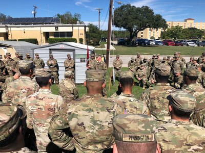 Soldiers assigned to 101st Sustainment Brigade, 101st Airborne Division, receive briefings while deployed in support of Operation Faithful Patriot at Joint Base San Antonio-Fort Sam Houston Nov. 1. As directed by the Department of Defense through Army headquarters, the 101st Airborne Division (Air Assault) and Fort Campbell are deploying Soldiers, equipment and resources to assist Department of Homeland Security along the southwest border. Military personnel will provide a range of support including planning assistance, engineering support, and logistics and transportation support.