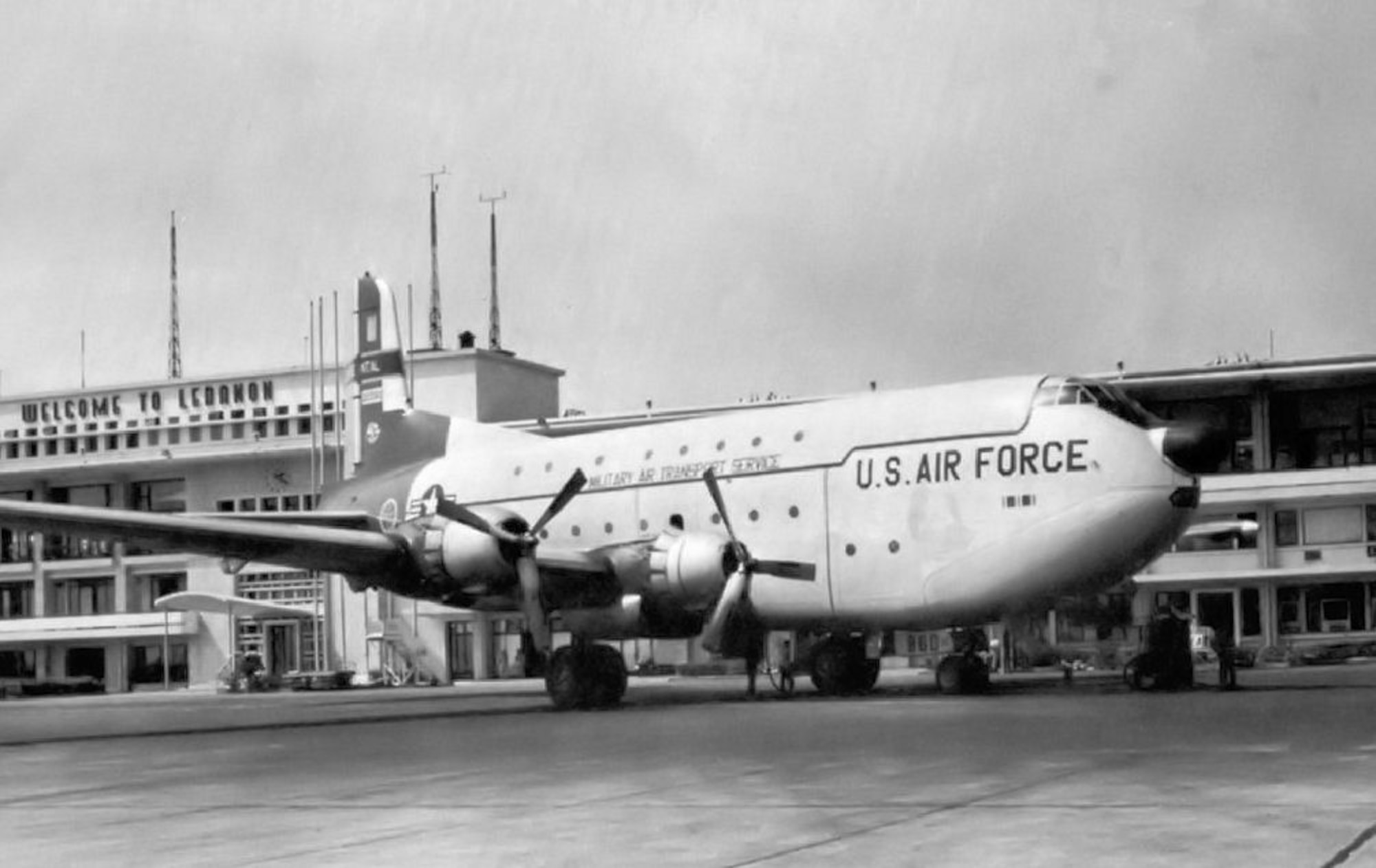 Incirlik Air Base Historical photo of a C-124 Globemaster II aircraft from the 1950s.