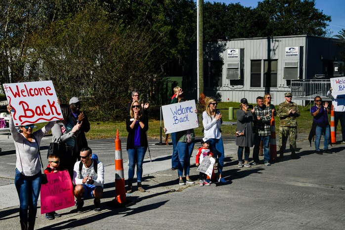 Parents welcome home their kids from a mock deployment, Nov. 3, 2018, at Joint Base Charleston, S.C.