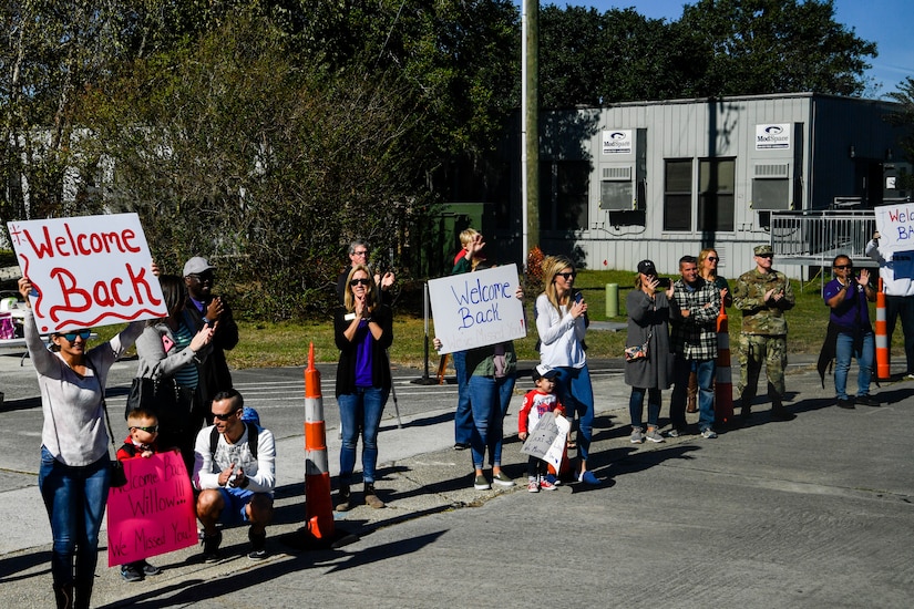 Parents welcome home their kids from a mock deployment, Nov. 3, 2018, at Joint Base Charleston, S.C.