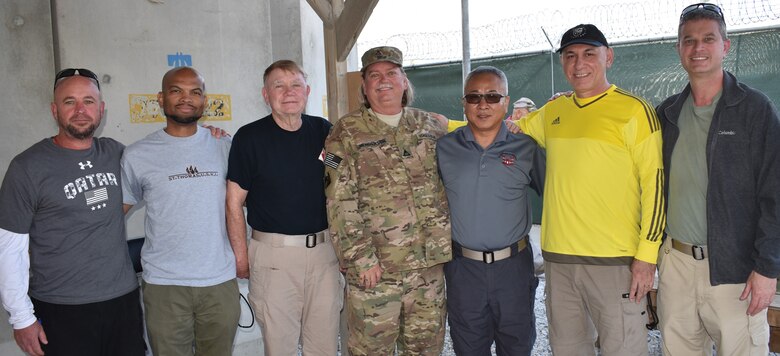 Following his award presentation on a low battle rhythm day Jim Henderson is surrounded by the great guys he has had the pleasure of working with in theater. How we say Goodbye in Afghanistan!