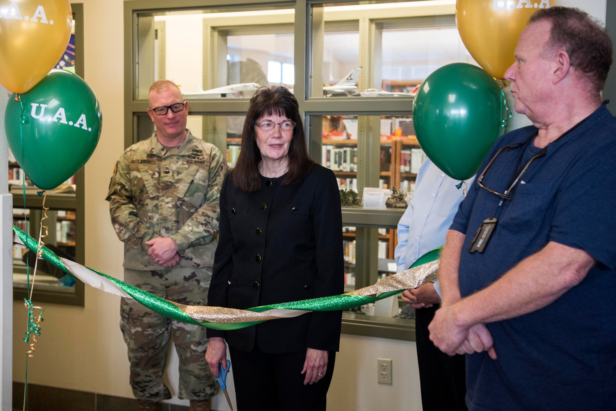 Renee Carter-Chapman, University of Alaska Anchorage (UAA) senior vice provost, gives a speech during a ribbon-cutting ceremony at the Joint Base Elmendorf-Richardson Education Center Nov. 2, 2018. The ceremony marks the opening of the academic tutoring room sponsored by the UAA. This room is open to all active-duty personnel, dependents and veterans, no matter which school they attend.