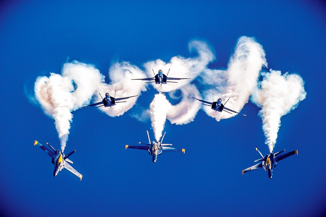 The Blue Angels, the Navy's flight demonstration squadron, perform.