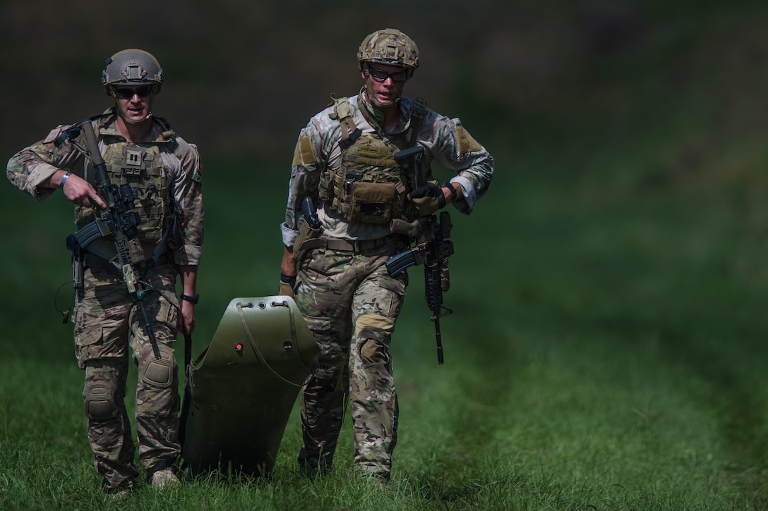 Pararescuemen practice personnel recovery mission during PJ Rodeo Competition near Patrick Air Force Base, Florida, September 20, 2016 (U.S. Air Force/Brandon Shipiro)