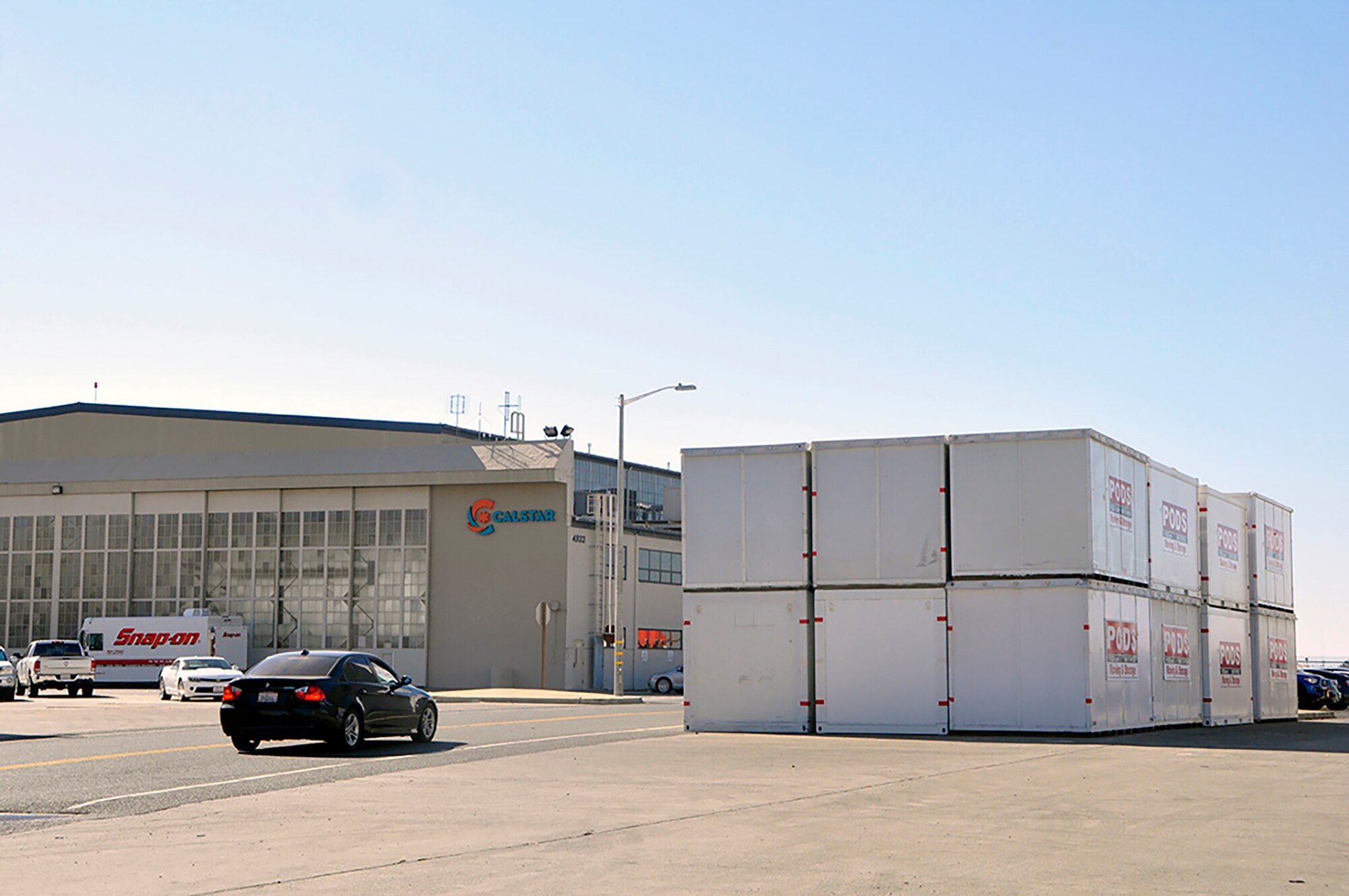 CalStar Air Medical Services and PODS storage facility both utilize hanger space at the former McClellan Air Force Base in Sacramento, Calif., Oct. 18, 2018. (U.S. Air Force photo by Scott Johnston).