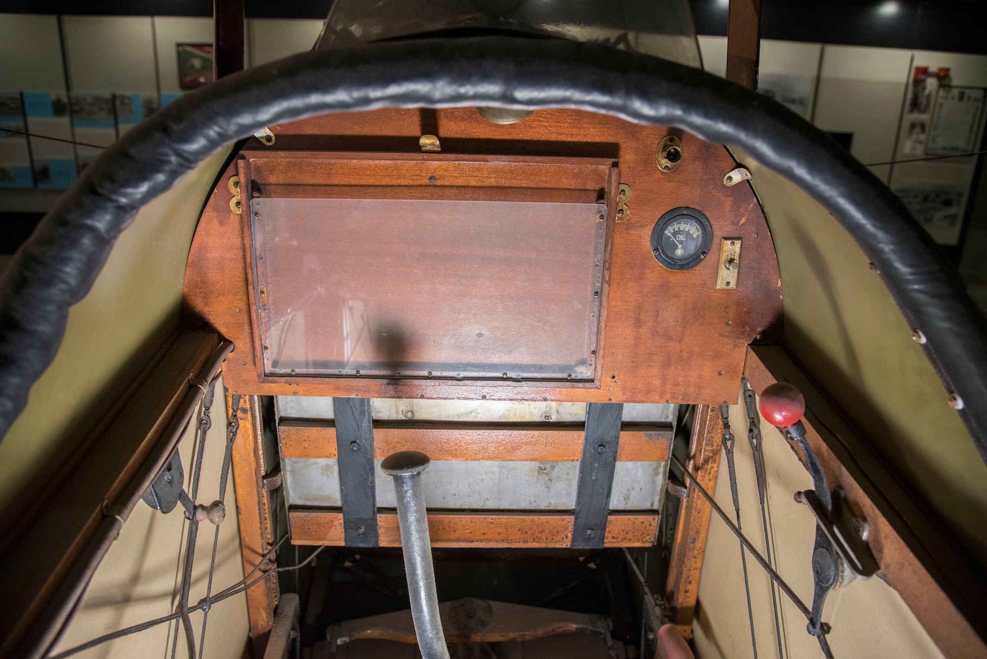 DAYTON, Ohio -- National Museum of the U.S. Air Force restoration crews lowered the Curtiss JN-4D Jenny from its hanging position on Nov. 7 2018 in the Early Years Gallery. Plans call for the Avro 504K to hang above the JN-4D after the restoration process is completed. (U.S. Air Force photo by Ken LaRock)