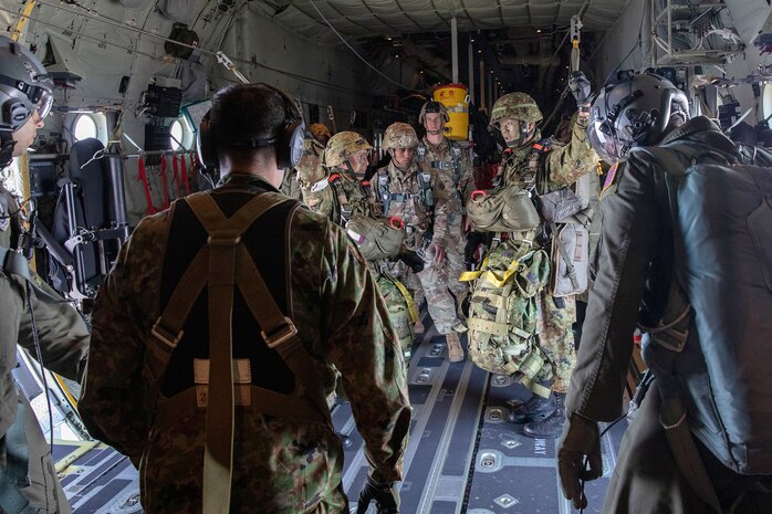 Keen Sword 19: Historic First Japan Ground Self-Defense Forces Jump from USAF C-130Js in Japan
