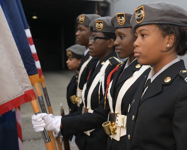 Members of the Burke High school JROTC stand in formation before the start of the 2018 Veterans Day Parade Nov. 4, 2018, in Charleston, S.C. This year’s Veterans Day, officially recognized Nov. 11, 2018, will mark the 100th anniversary of the end of the First World War.