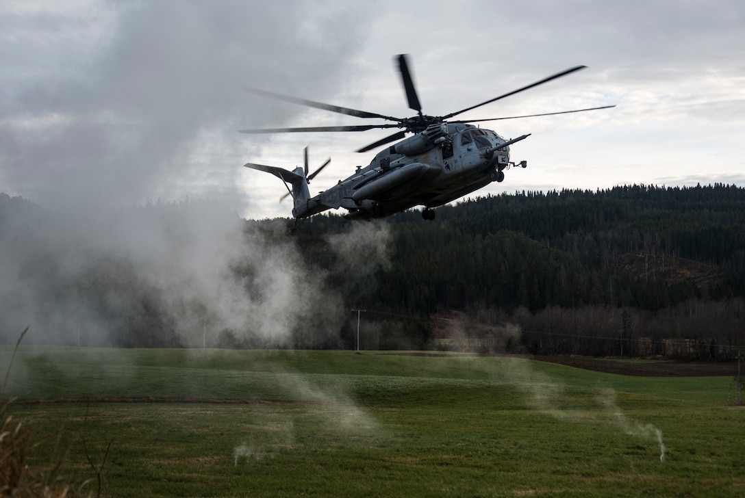 U.S. Marines with 2nd Marine Aircraft Wing and the British Royal Marines conduct tactical recovery of aircraft and personnel operations during Exercise Trident Juncture, Norway, Nov. 6, 2018. The exercise enhances the U.S. and NATO Allies’ and partners’ abilities to work together collectively to conduct military operations under challenging conditions.