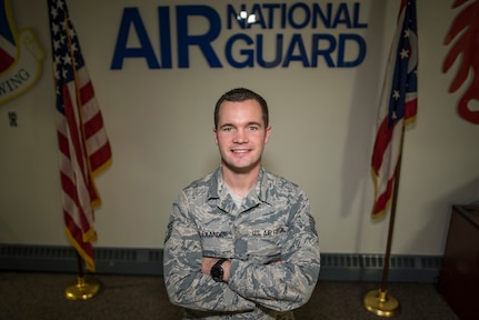 Tech Sgt. Nicholas M. Alexander, Recruiter at the 179th Airlift Wing, poses for a photo Nov. 1, 2018 at the 179th Airlift Wing, Mansfield, Ohio. Alexander has been a recruiter with the 179th AW for two years and is using innovation to bring awareness of the Guard to the local area.