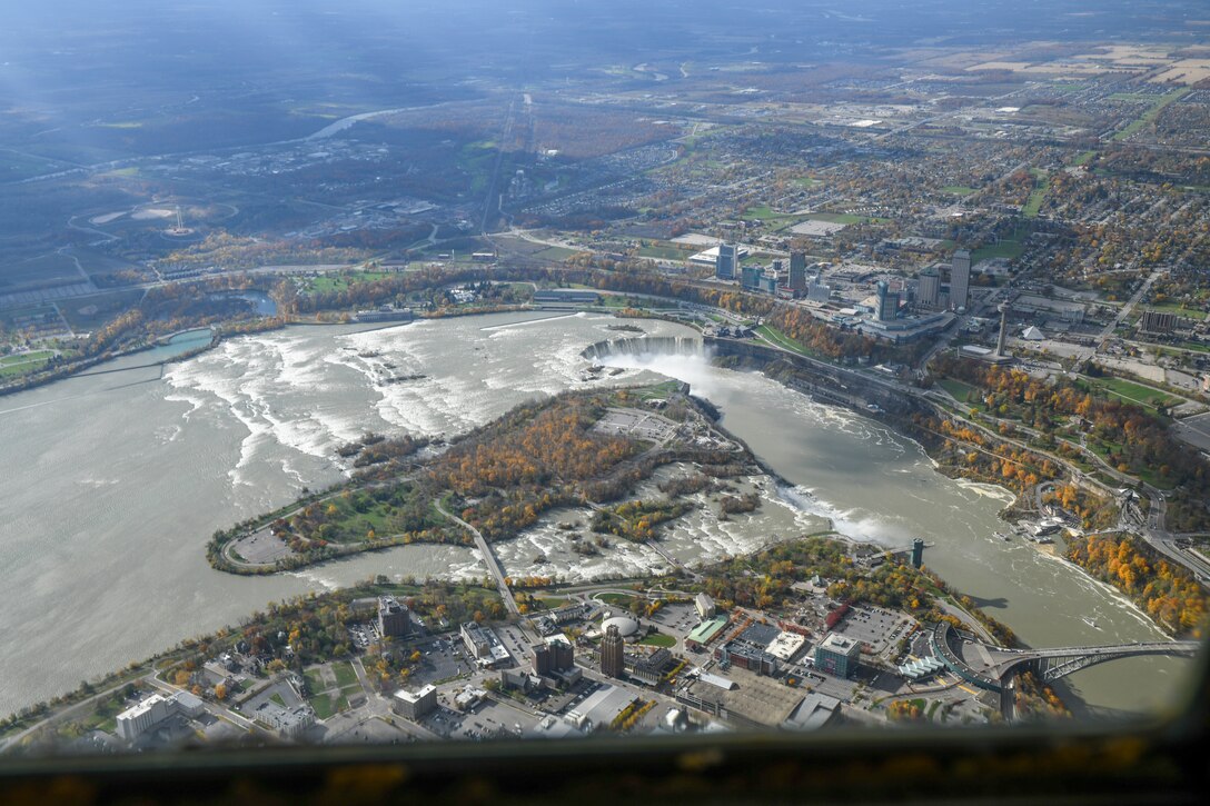 The 910th Airlift Wing invited local educators to Youngstown Air Reserve Station and flew them over Niagara Falls so that they can bring their experiences back to their students and help them learn about the career options and college benefits available to them.
