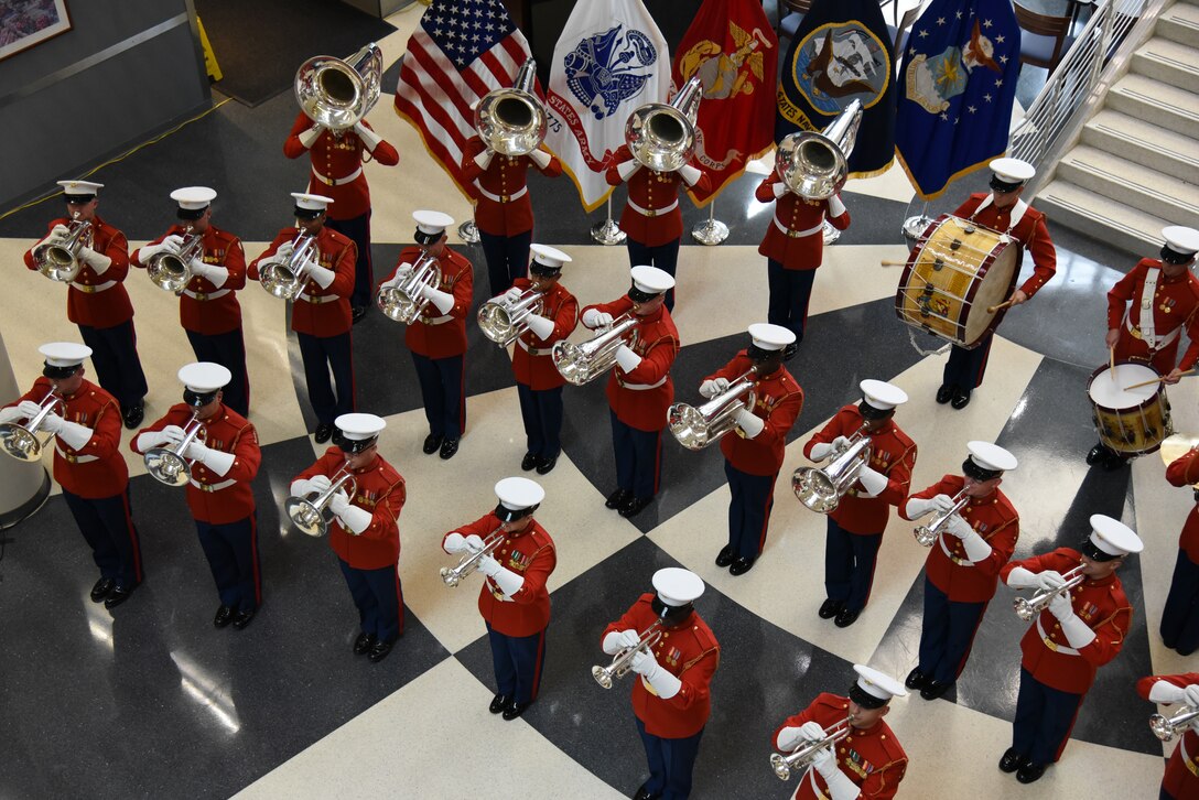 Marine band in red dress coats