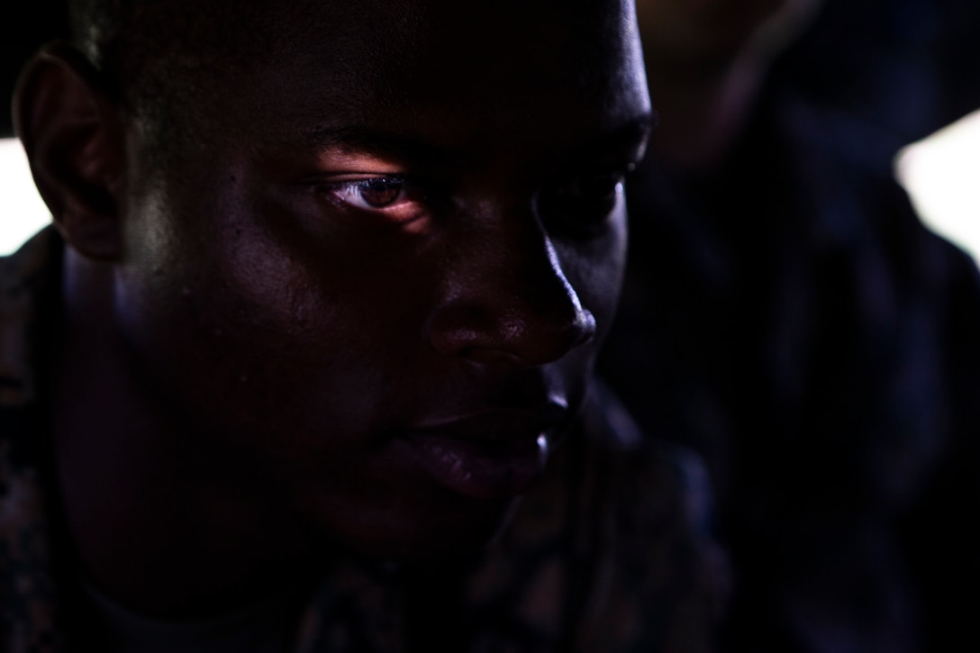 Lance Cpl. Tyreek Baxter, a 19-year-old water purification specialist from the Bronx, sits in the rear of a 7-ton flatbed truck while delivering U.S. Federal Emergency Management-provided shelter tents as part of U.S. Defense Support of Civil Authorities relief efforts on Tinian, Commonwealth of the Northern Mariana Islands, Nov. 9, 2018. Baxter enlisted in July 2017 after graduating from Harry S. Truman High School in June of the same year. Marines and Sailors with the 31st Marine Expeditionary Unit and CLB-31 are assisting local and civil authorities on Tinian to deliver FEMA shelters for families affected by Super Typhoon Yutu, which struck here Oct. 25 as the second strongest storm to ever hit U.S. soil. Marines and Sailors with the 31st MEU and CLB-31 arrived on Tinian Oct. 29-31 to lead relief efforts on Tinian in response to Yutu as part of Task Force-West. TF-W is leading the Department of Defense’s efforts to assist CNMI’s local and civil authorities provide critical assistance for citizens devastated by Yutu. The 31st MEU, the Marine Corps’ only continuously forward-deployed MEU, provides a flexible force ready to perform a wide-range of military operations across the Indo-Pacific region.