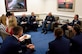 Air Force Chief of Staff Gen. David L. Goldfein and General-Colonel Sergii Drozdov, Commander of the Ukrainian air force, talk to members of the press during a press conference at the Pentagon, Arlington, Va., Nov. 8, 2018. (U.S. Air Force photo by Wayne Clark)