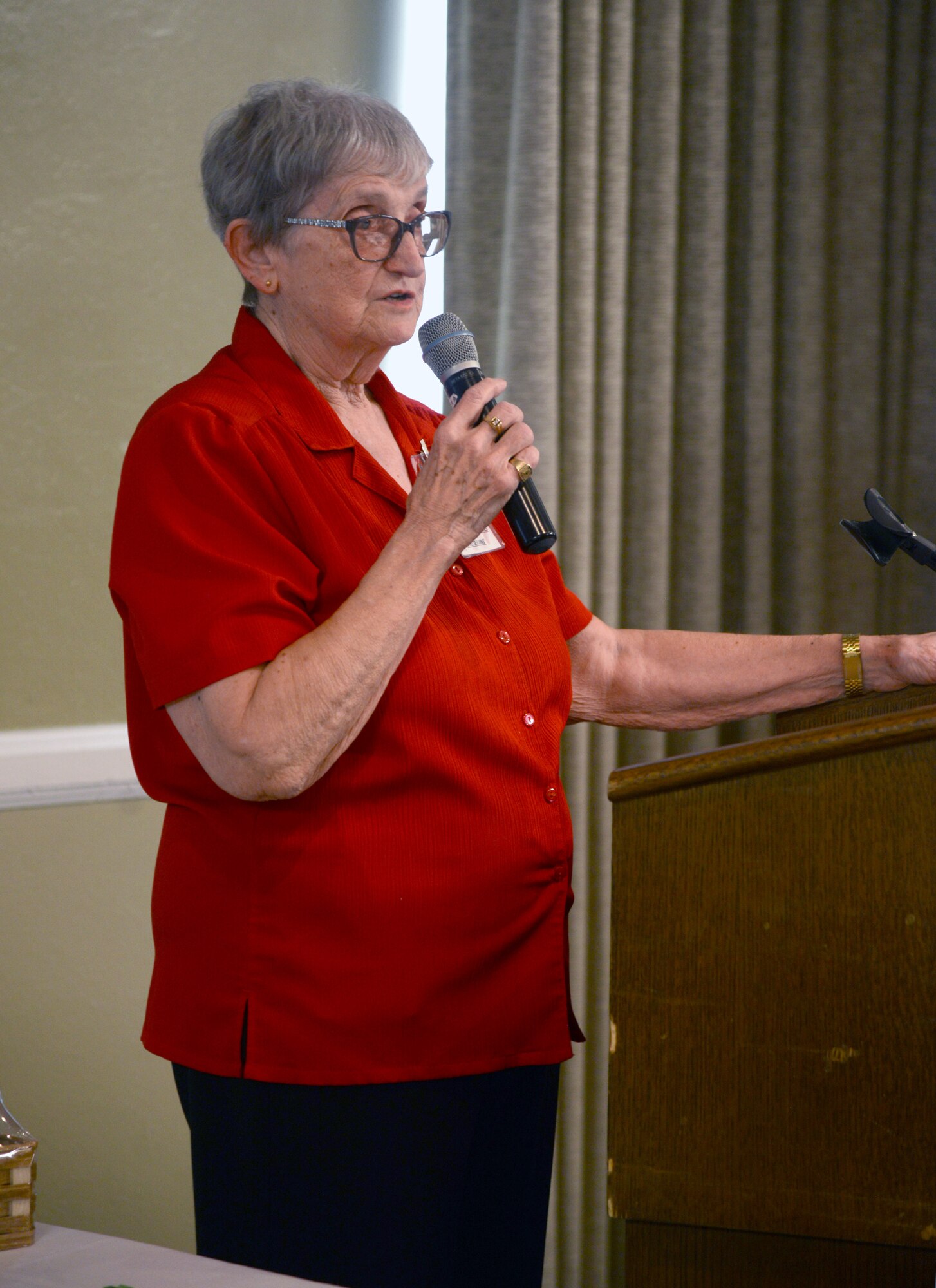 Chief Master Sgt. Lorraine Caddy, ret., welcomed retired veterans and their spouses to Retiree Appreciation Day at the Tinker Club Nov. 3. Retirees were able to learn more about services offered to them at Tinker, such as health services at the 72nd Medical Group, TRICARE updates, legal services and more.