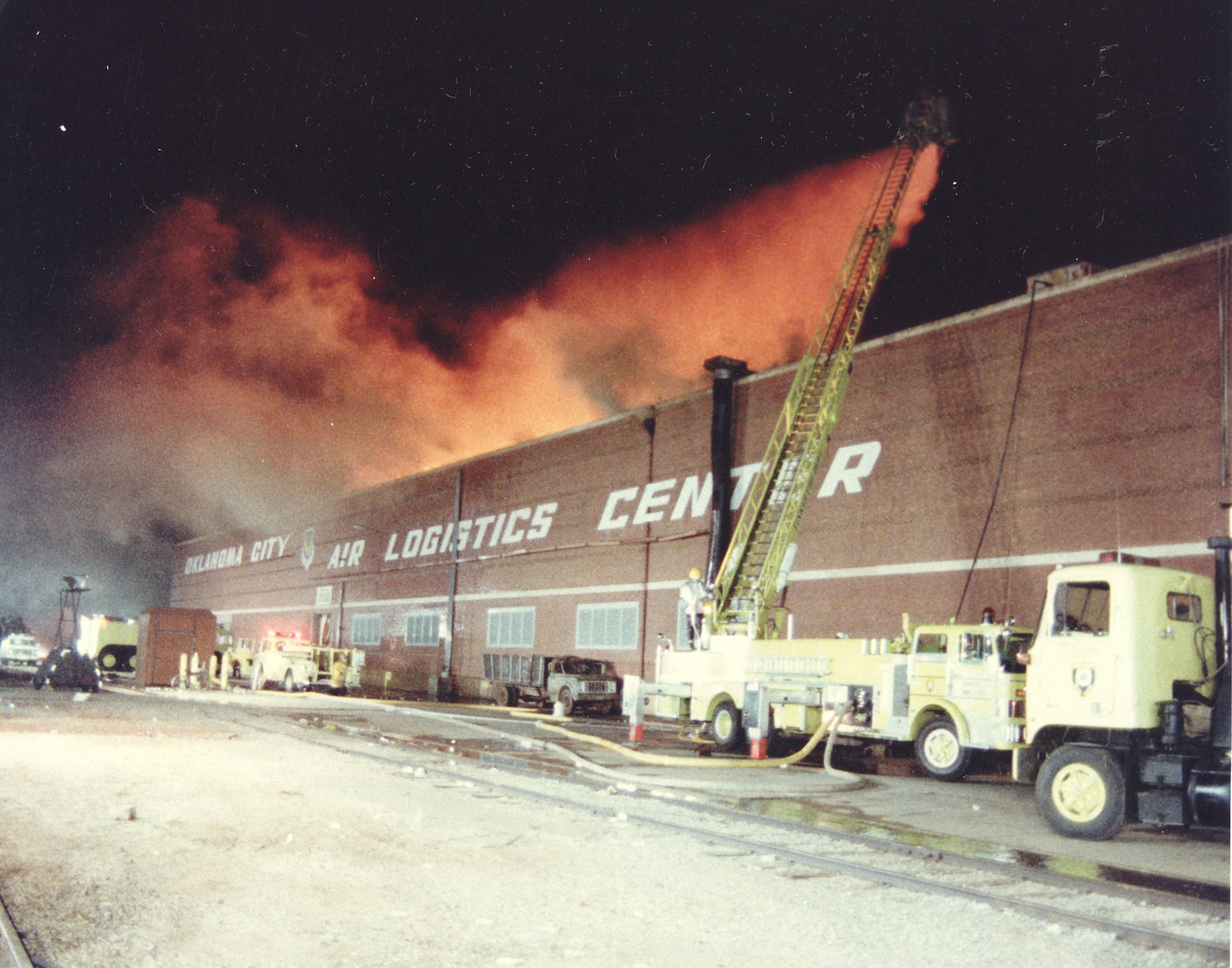 The 1984 blaze was initially sparked by a contract welder’s torch. It burned for nearly 50 hours before Tinker AFB firefighters and 23 other fire departments in the community extinguished.