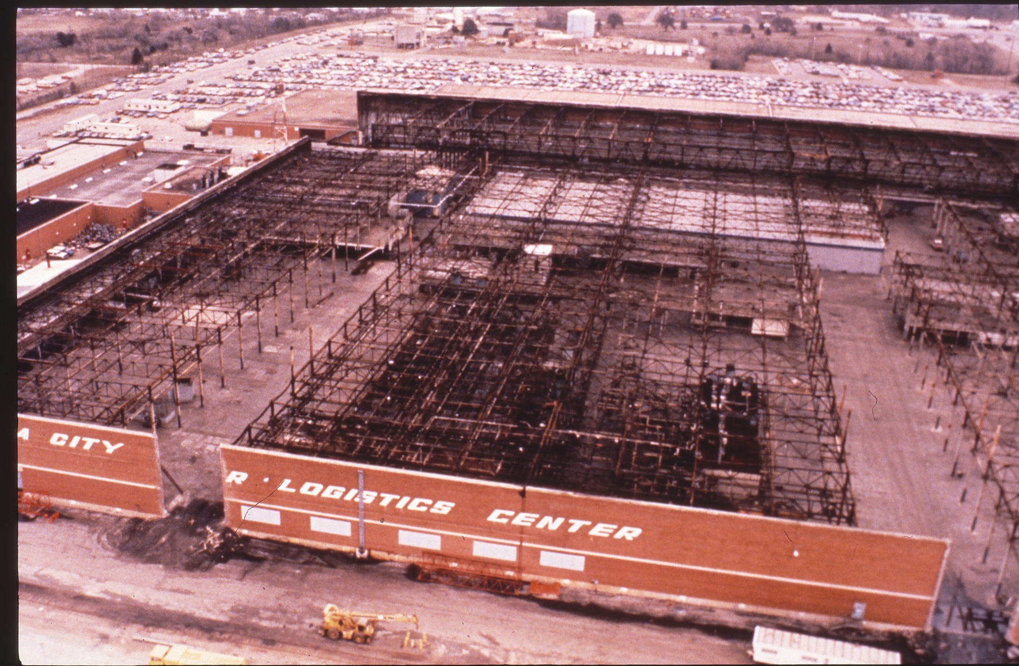 The Nov. 12, 1984 fire at Bldg. 3001 raged for several days before fire crews were able to extinguish it. It was Tinker Air Force Base’s largest fire and one of the worst in USAF history, costing $154 million in repairs.