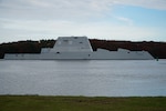 BATH, Maine (Nov. 9, 2018) The future USS Michael Monsoor (DDG 1001) departs the Bath Iron Works shipyard.  She is en route to Coronado, Calif., where she will be commissioned on January 26, 2019.  Following commissioning, Michael Monsoor will begin combat systems activation, testing and trials.  Michael Monsoor is the second of three ships in the Zumwalt class of destroyers.  (U.S. Navy photo/Released)