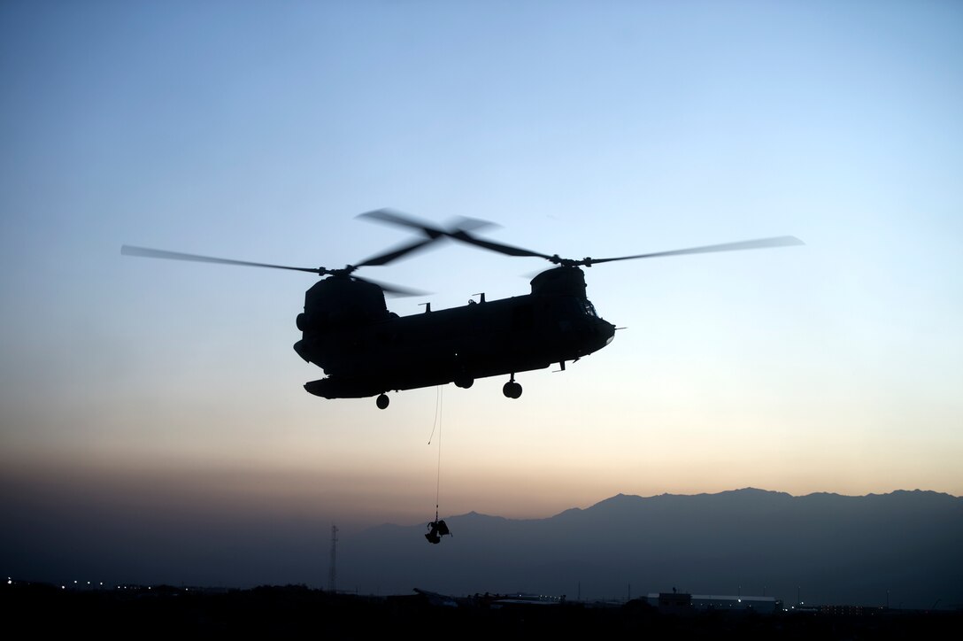 U.S. Air Force pararescue Airmen conduct in-flight medical training scenarios Nov. 6, 2018 at Bagram Airfield, Afghanistan.
