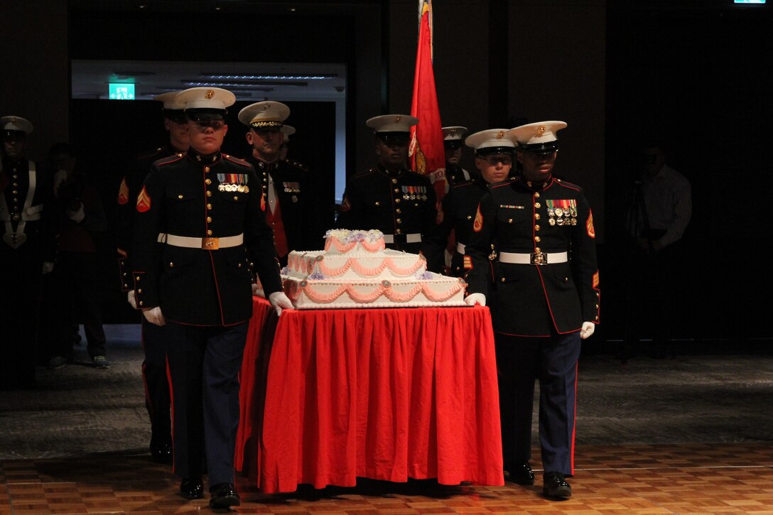 SEOUL – U.S. Marine Corps Forces Korea celebrates the USMC 243rd birthday here, Nov. 9. MARFORK opened the Marine Corps’ birthday ball to its joint partners as well as its Republic of Korea military and civilian counterparts to share the history and tradition of the service. (U.S. Marine Corps photos by Sgt. Nathaniel Hanscom/Released)