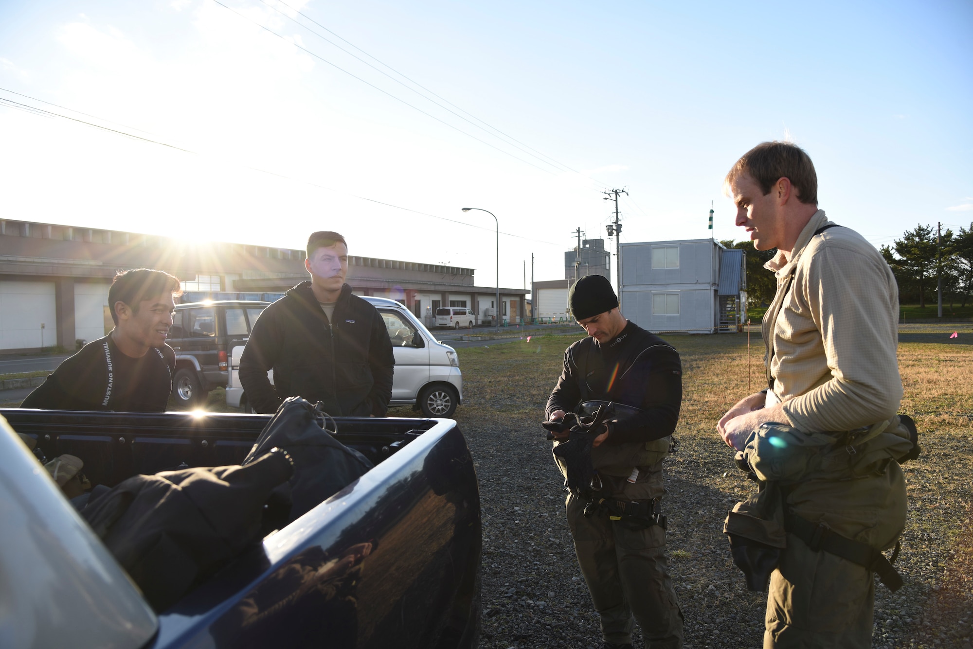 U.S. Air Force pararescue specialists with the 31st Rescue Squadron from Kadena Air Base, Japan, prepare for a combat search and rescue training mission during exercise Keen Sword 19, near Misawa Air Base, Japan, Oct. 31, 2018. Executing a CSAR training mission was one part of KS19, which had approximately 10,000 participants. The biennial exercise is the latest in a series of joint, bilateral field training exercises since 1986 designed to increase combat readiness and interoperability of U.S. forces and the Japan Self-Defense Force. (U.S. Air force photo by Senior Airman Colbert)