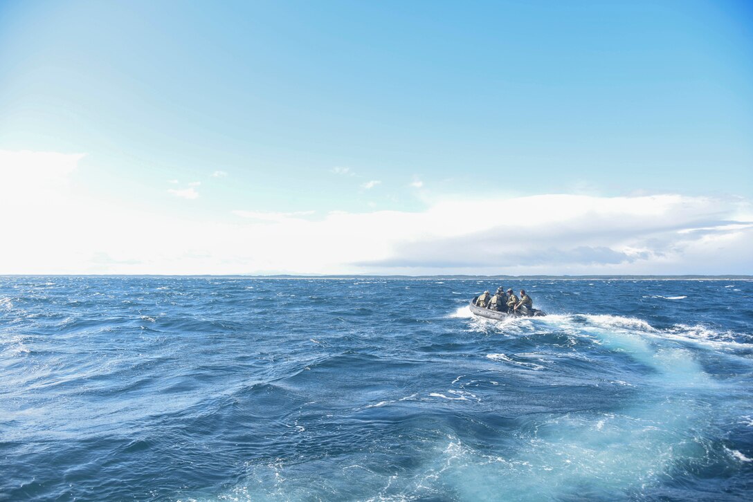 U.S. Air Force pararescue specialists with the 31st Rescue Squadron from Kadena Air Base, Japan, deploy a rescue boat for a combat search and rescue training mission during exercise Keen Sword 19, near Misawa Air Base, Japan, Oct. 19, 2018. The CSAR exercise was one of many elements to KS19. The biennial exercise is the latest in a series of joint, bilateral field training exercises since 1986 designed to increase combat readiness and interoperability of U.S. forces and the Japan Self-Defense Force. (U.S. Air Force photo by Senior Airman Sadie Colbert)