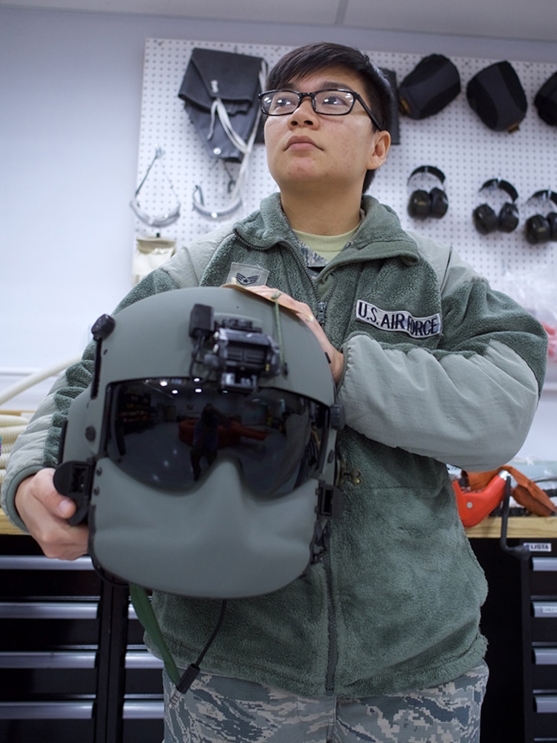 Alaska Air National Guard Staff Sgt. Connie Camama is an aircrew flight equipment Airman with 176th Operations Support Squadron Aircrew Flight Equipment Oxygen Section. The Oxygen Section is responsible for maintaining anything involved with aircrew oxygen as well as night-vision devices.