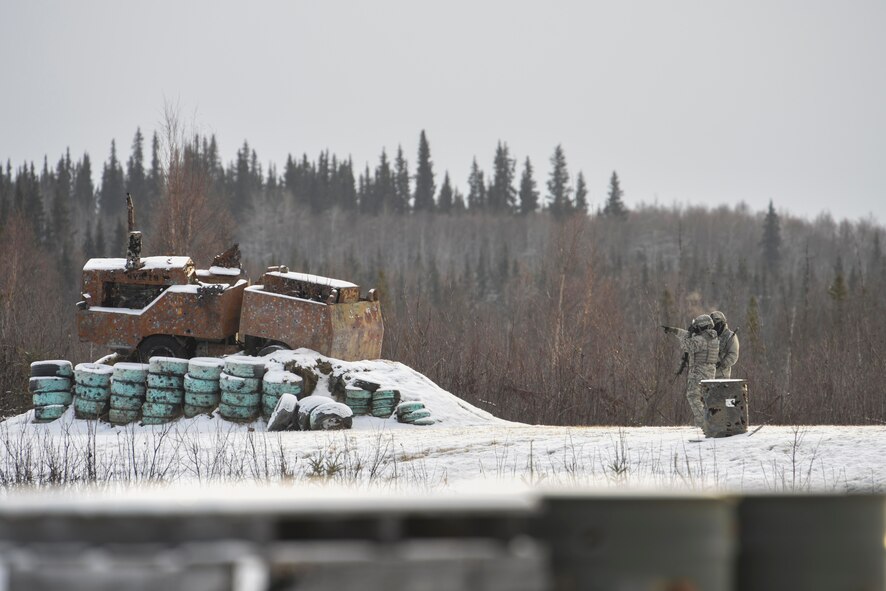 During the exercise, SFS Airmen defended their camp from opposing forces.