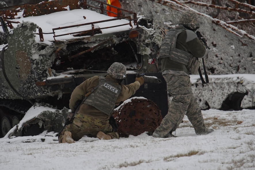 During the exercise, SFS Airmen defended their camp from opposing forces.