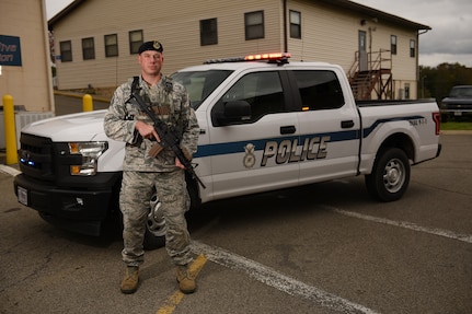 Master Sgt. Eric Moskal assigned to the 171st Air Refueling Wing near Pittsburgh poses for a photo to cover a news article recognizing his achievement of earning a spot in the President’s 100, Oct. 21, 2018.