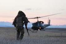 A nuclear advanced designated marksman from the 341st Security Support Squadron Tactical Response Force assists in a launch facility recapture exercise from a distance in support of Global Thunder 19, Oct. 30, 2018, at Malmstrom Air Force Base, Mont.