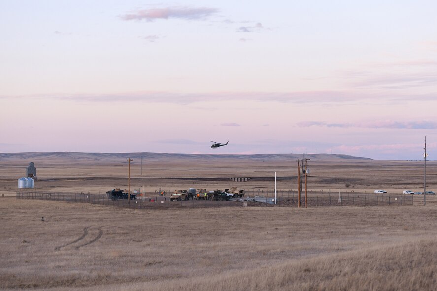 Members of the 341st Missile Wing and the 40th Helicopter Squadron practice a launch facility recapture during Global Thunder 19, Oct. 30, 2018, at Malmstrom Air Force Base, Mont.