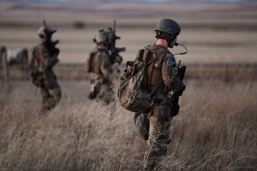 Members of the 341st Security Forces Group practice a launch facility recapture during Global Thunder 19, Oct. 30, 2018, at Malmstrom Air Force Base, Mont.